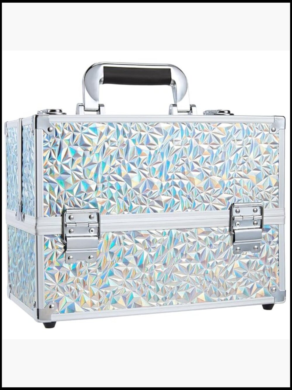 Large Makeup Train Case Organizer With 6 Trays Locking Hard Vanity Storage